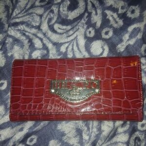 Red Crocodile-Embossed Women's Wallet